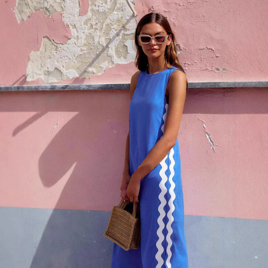 Relaxed Fit Cotton Blend Midi Dress