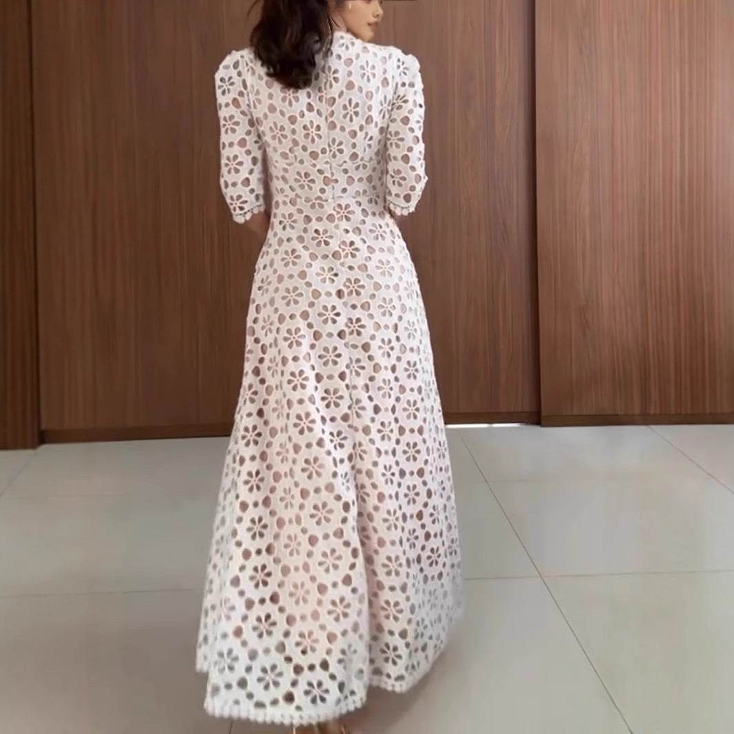Lace Floral A-Line Fit Maxi Dress