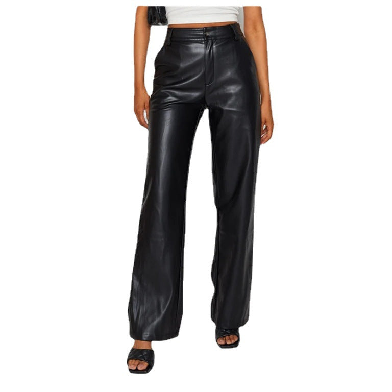 Maggie - buttoned leather cropped pants