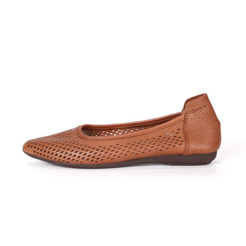 Women’s Ballet Flats - Breathable Laser-Cut Design - Flexible Slip-On Comfort