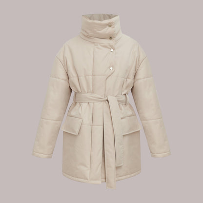Women’s Jacket - Cotton - Oversized Fit - High Collar - Belted Waist