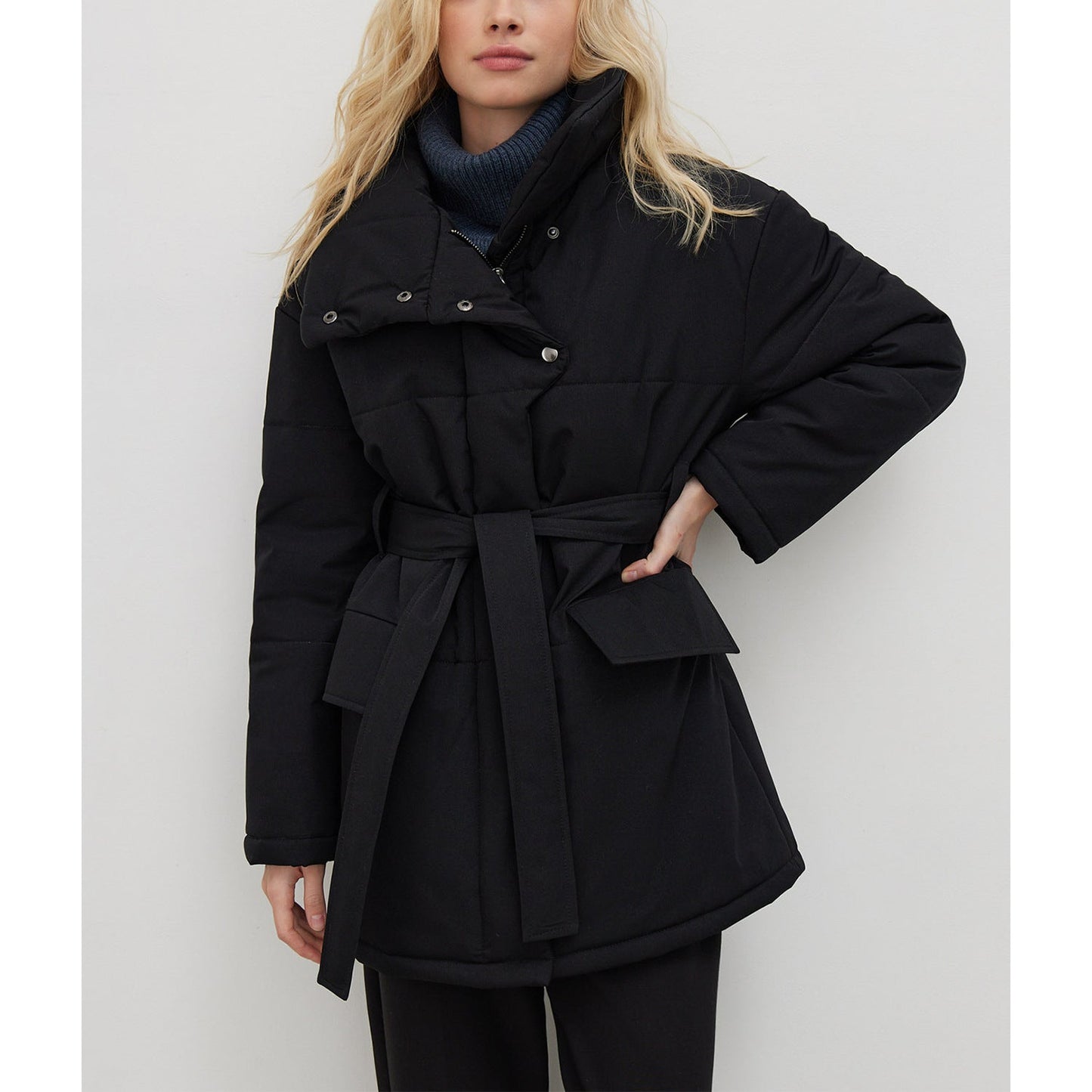 Women’s Jacket - Cotton - Oversized Fit - High Collar - Belted Waist
