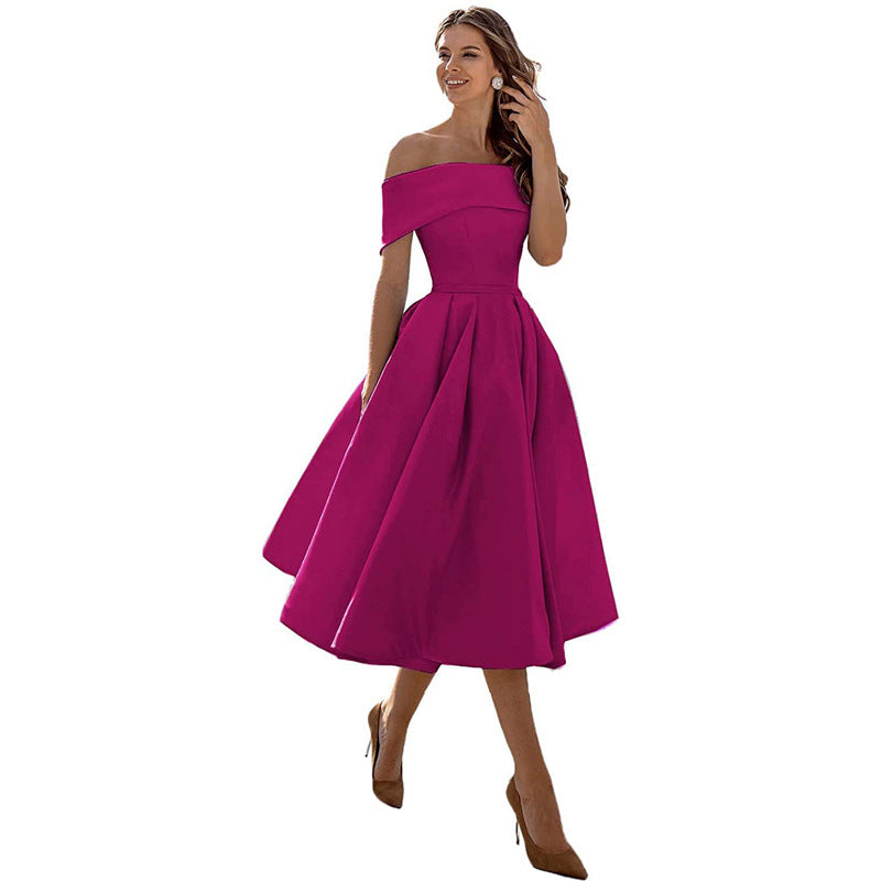 Women's off-shoulder elegant a-line dress
