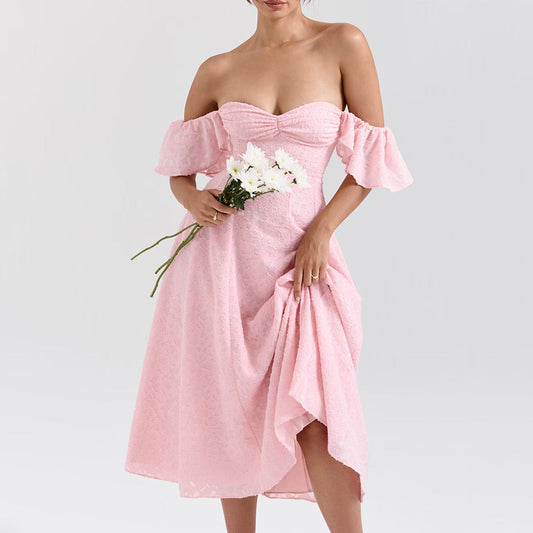Lace Off Shoulder Midi Dress