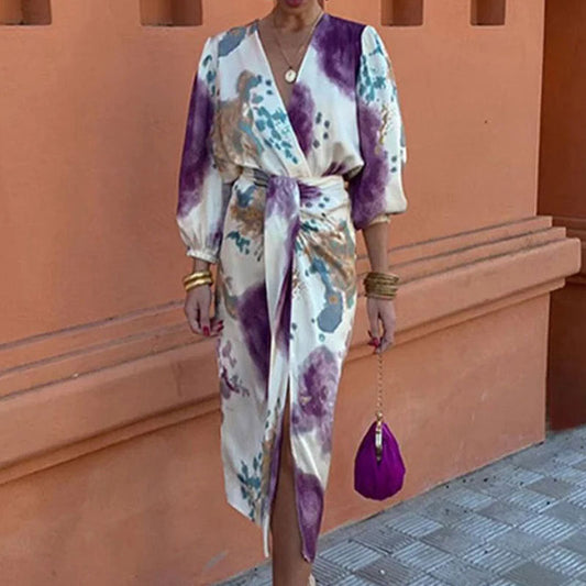 Luxury Fabric Fitted Wrap Dress 