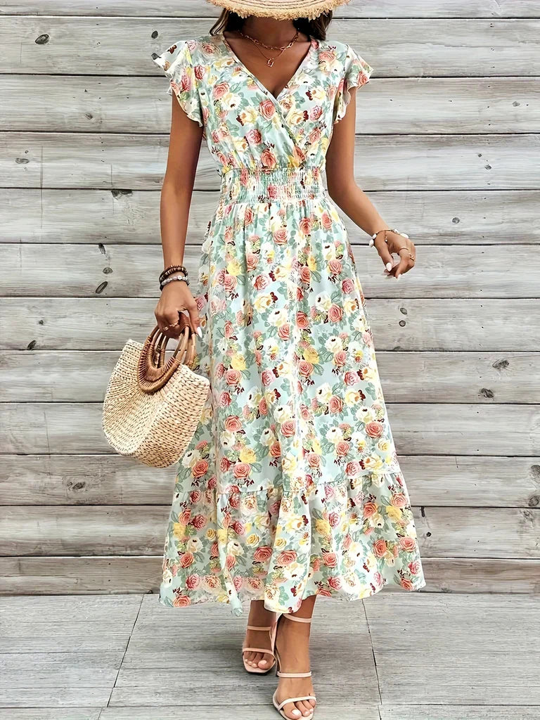 Floral Print Empire Waist Maxi Dress 