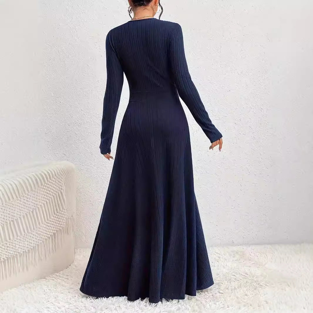 Soft Knit V-Neck Fit and Flare Dress