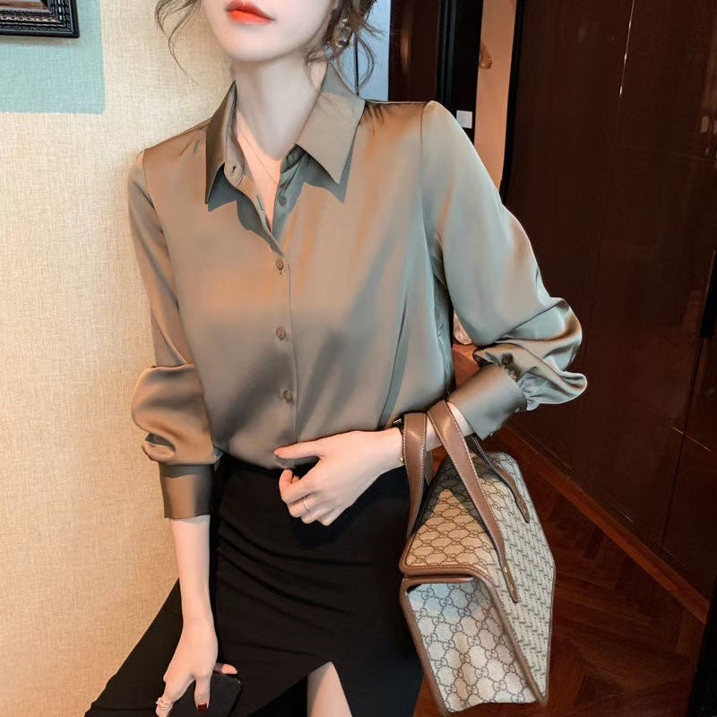 Relaxed Fit Silk Button-Down Blouse