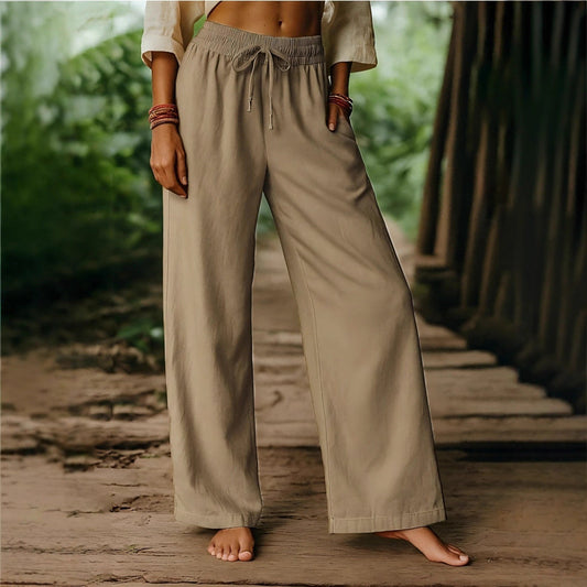 Breathable Cotton Linen Relaxed Wide Leg Pants 
