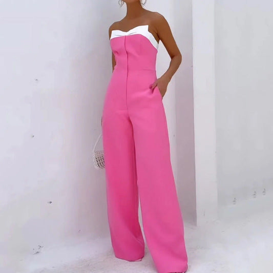 Strapless Tailored Wide Leg Jumpsuit