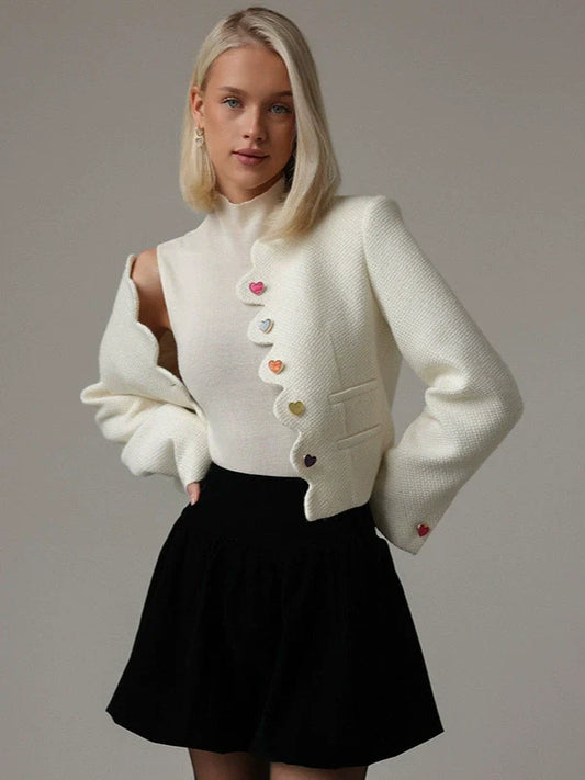 Structured Woven Texture Cropped Jacket 