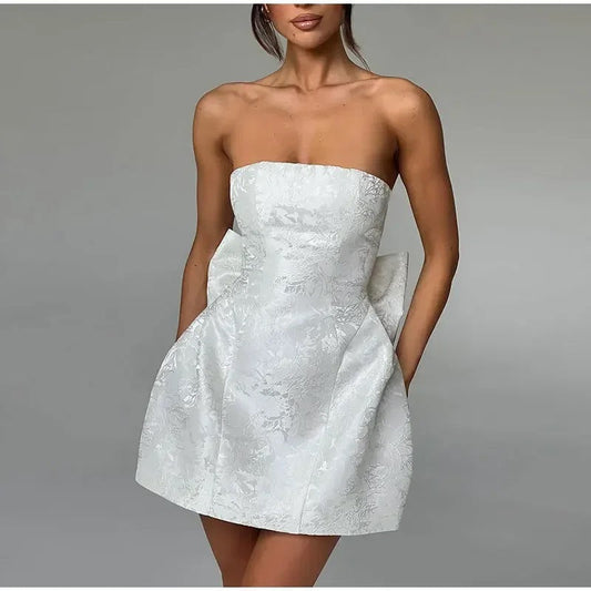 Jacquard Slim Fit Strapless Mini Dress