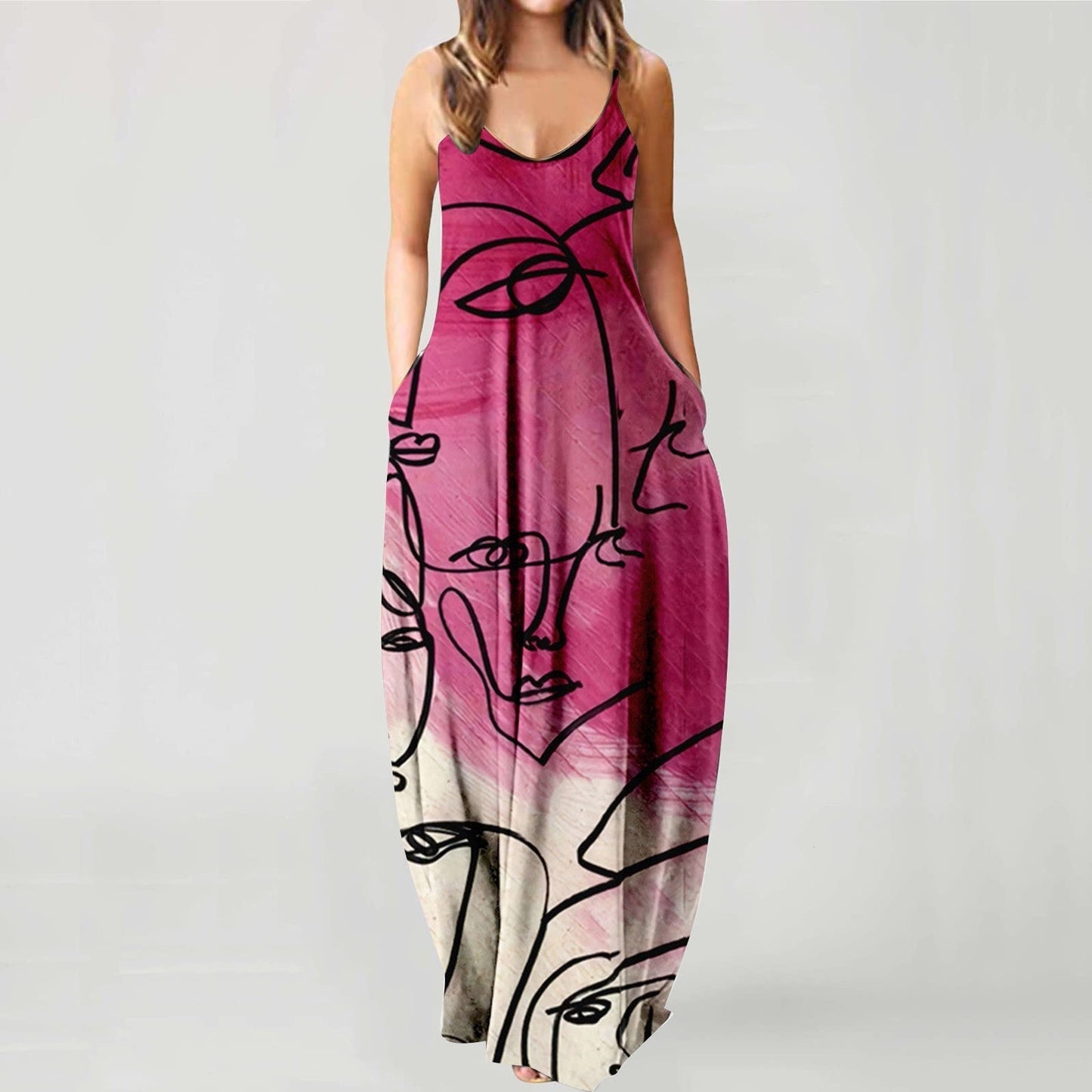 Long Summer Maxi Dress with Straps for Women