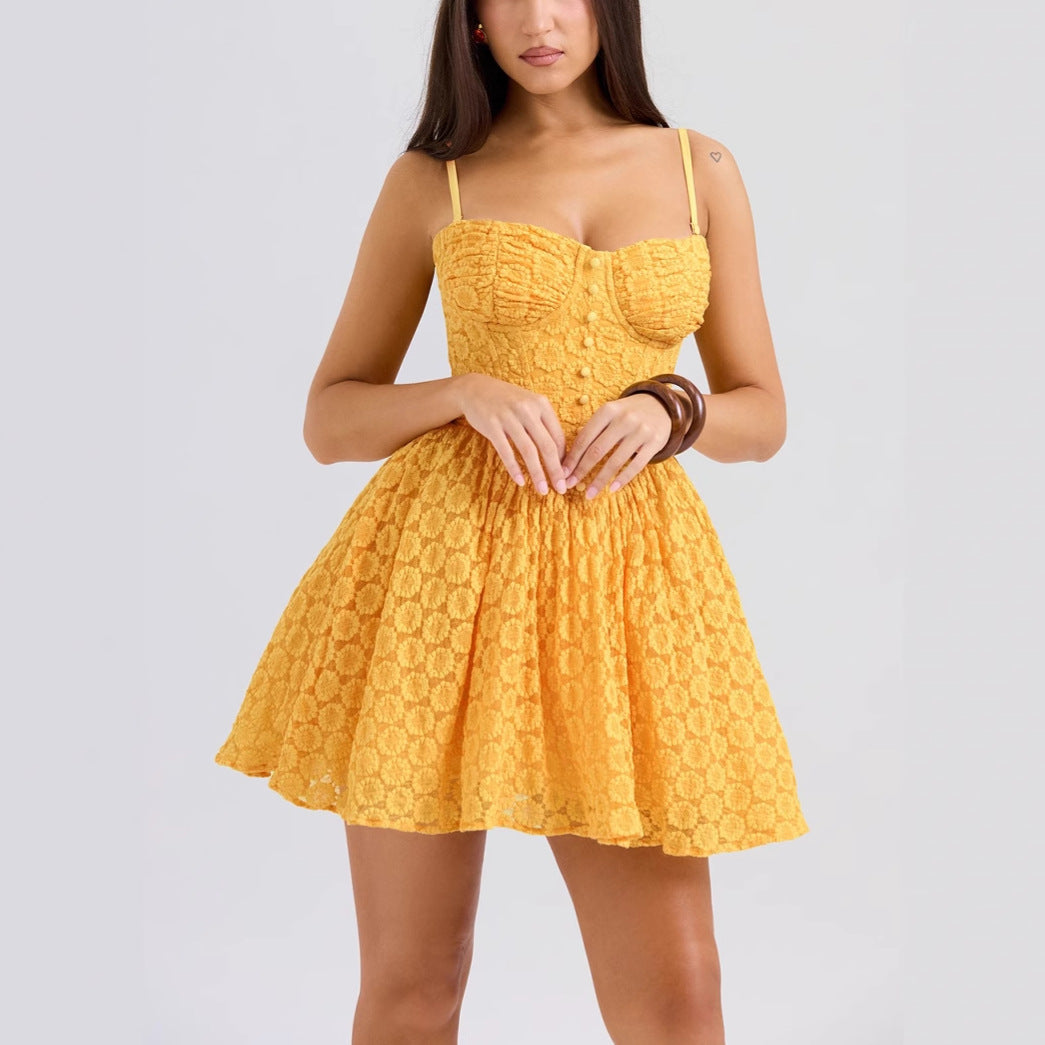Lace Jacquard A-Line Mini Dress