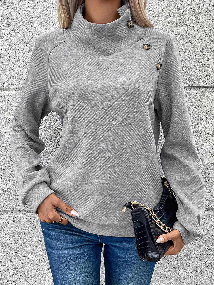 Lour - textured turtleneck long sleeve sweatshirt