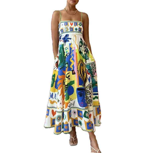 Graffiti Print Sleeveless Dress