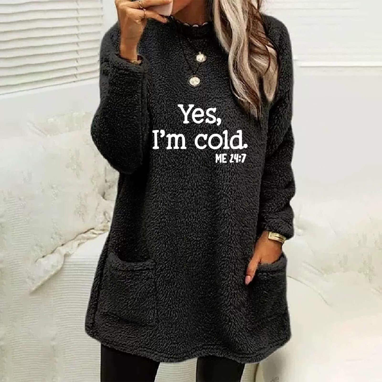 Double-Sided Fleece Oversized Letter Print Sweatshirt 