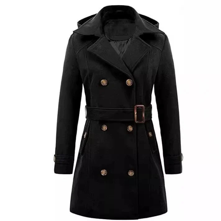 Belted Wool Blend Tailored Coat 