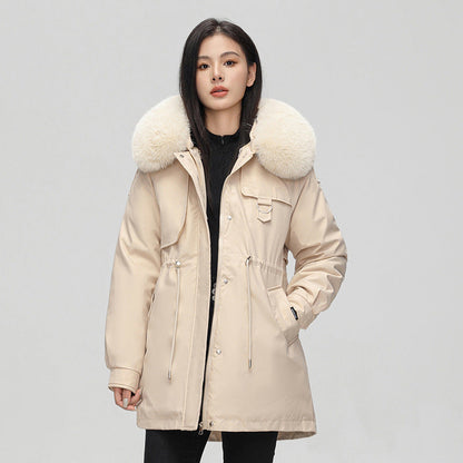 Women’s Parka Jacket – Oversized Fit – Faux Fur Hood – Water Resistant – Mid Length