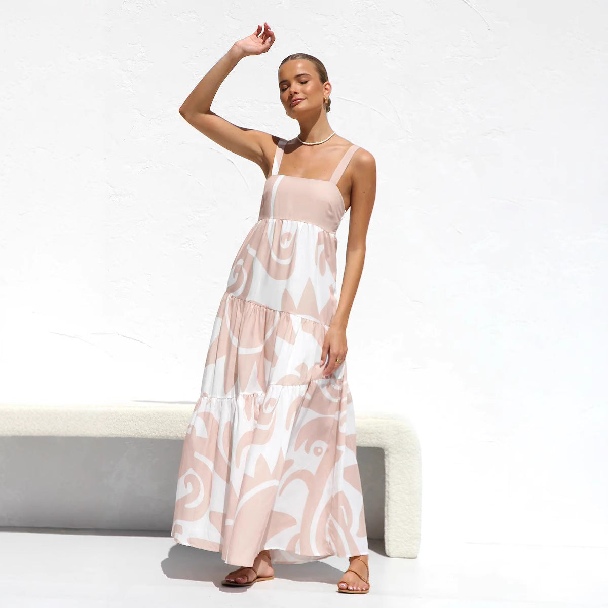 Lightweight Cotton Tiered Flowy Maxi Dress