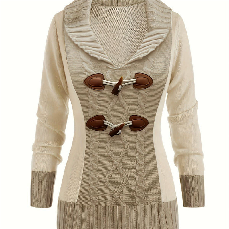 Slim Wool Blend Cable Knit Sweater 