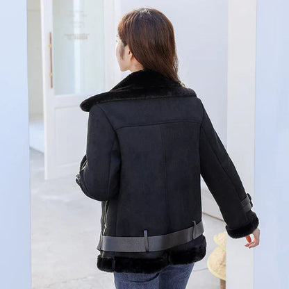 Women's winter jacket with wide lapel