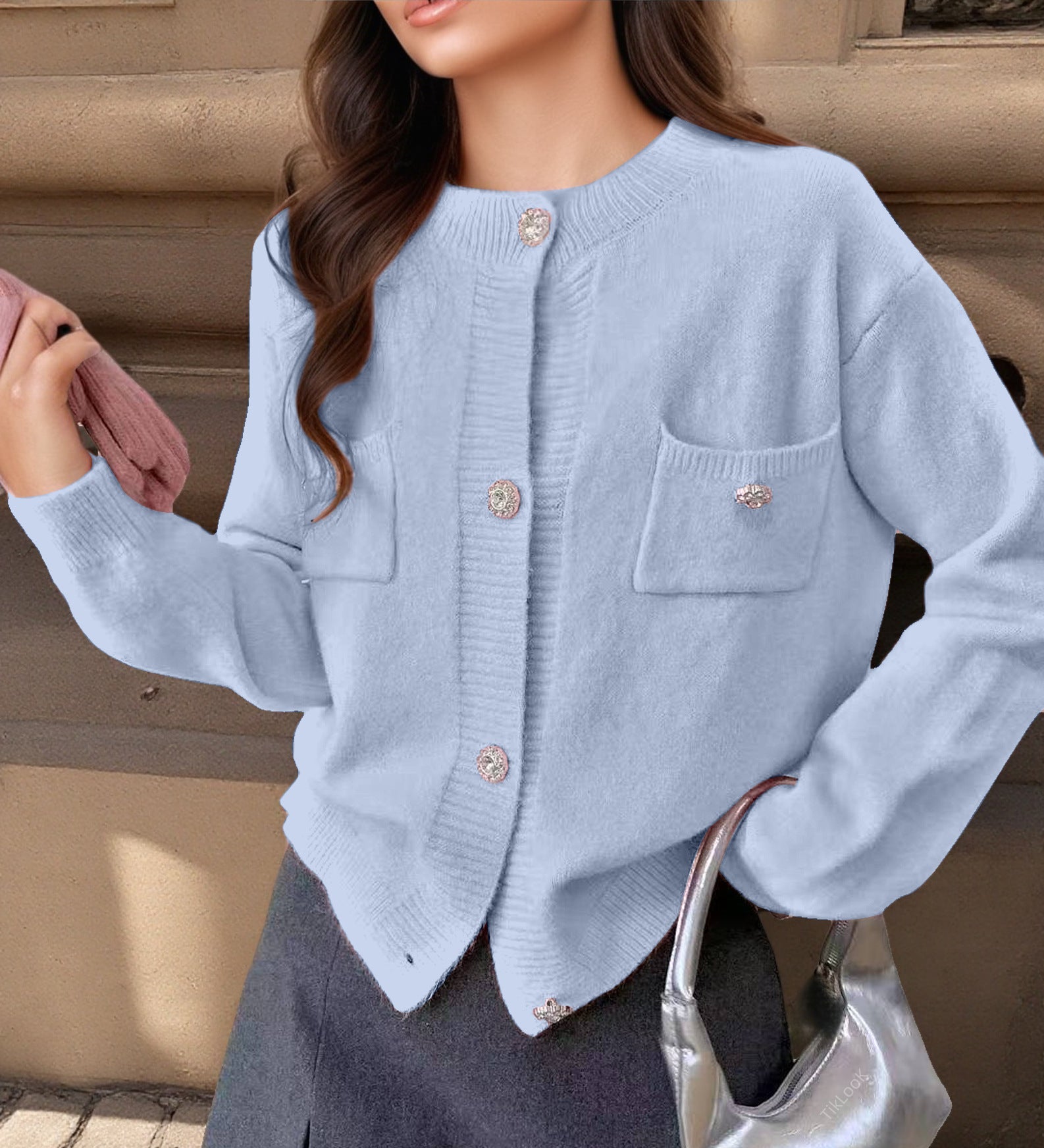 Wool Blend Relaxed Fit Knit Cardigan 