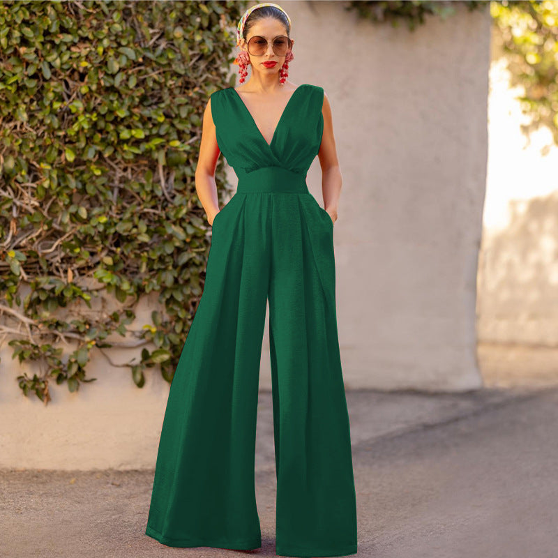 Slim Fit High Waist Wide Leg Jumpsuit
