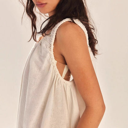 Women’s Sleeveless Dress – 100% Cotton – Loose Fit – Above Knee – Casual Minimalist