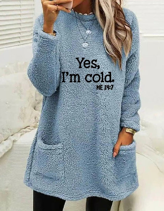 Double-Sided Fleece Oversized Letter Print Sweatshirt 