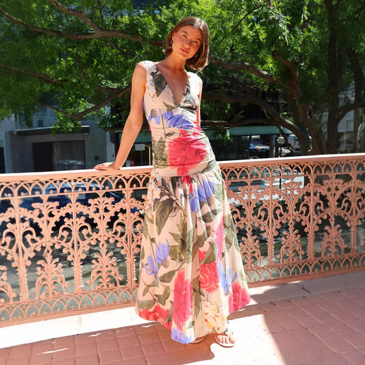 Slim Fit Floral Print Maxi Dress