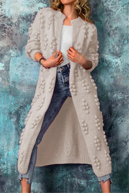 Womens stylish long cardigan crew neck with open front