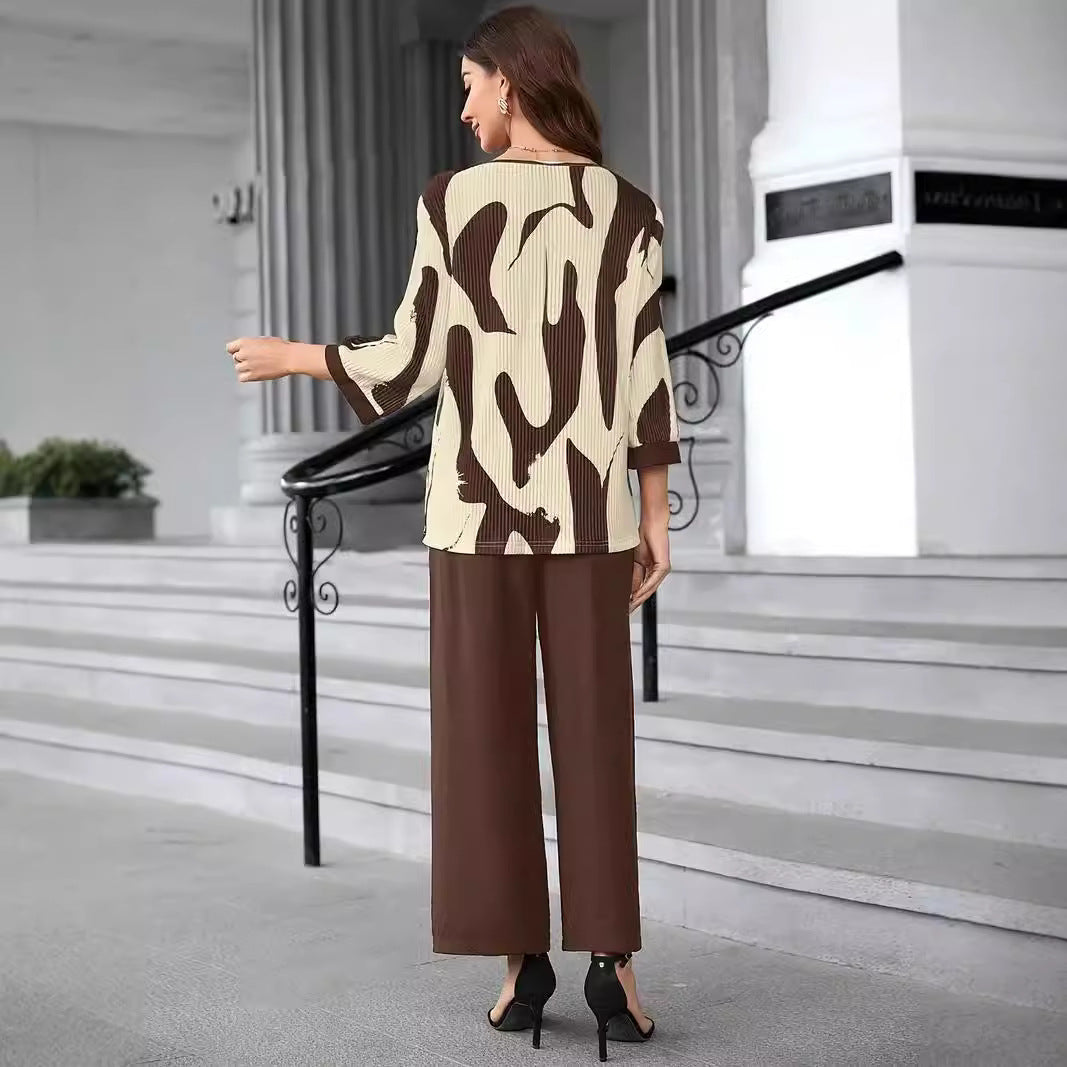 Soft Knit Abstract Print Loose Top