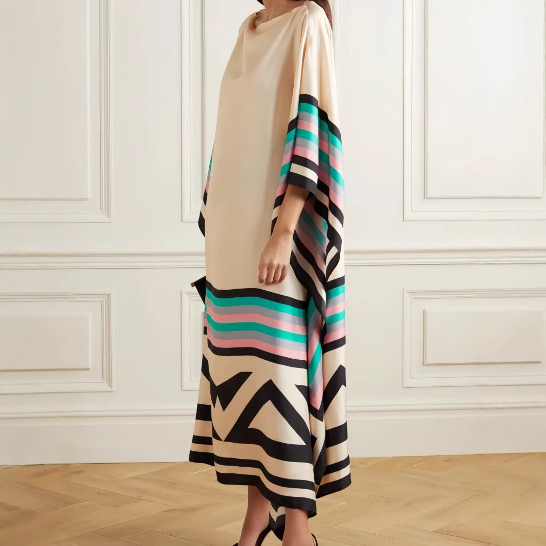 Striped Asymmetrical Midi Dress