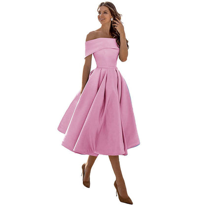 Women's off-shoulder elegant a-line dress
