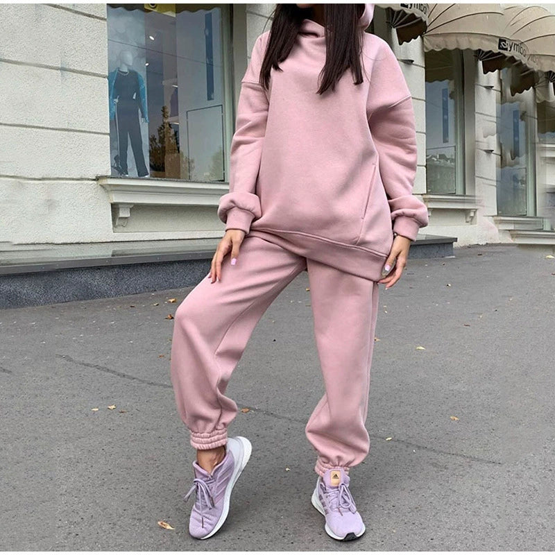 Women’s Tracksuit Set – Oversized Hoodie – Relaxed Fit Joggers – Soft Fleece Blend