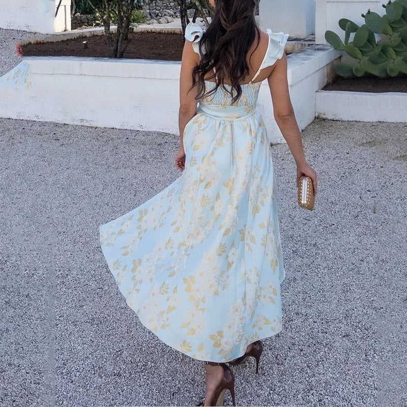 Women’s Maxi Dress – Lightweight Cotton – A-Line Fit – Sweetheart Neck – Tie Straps