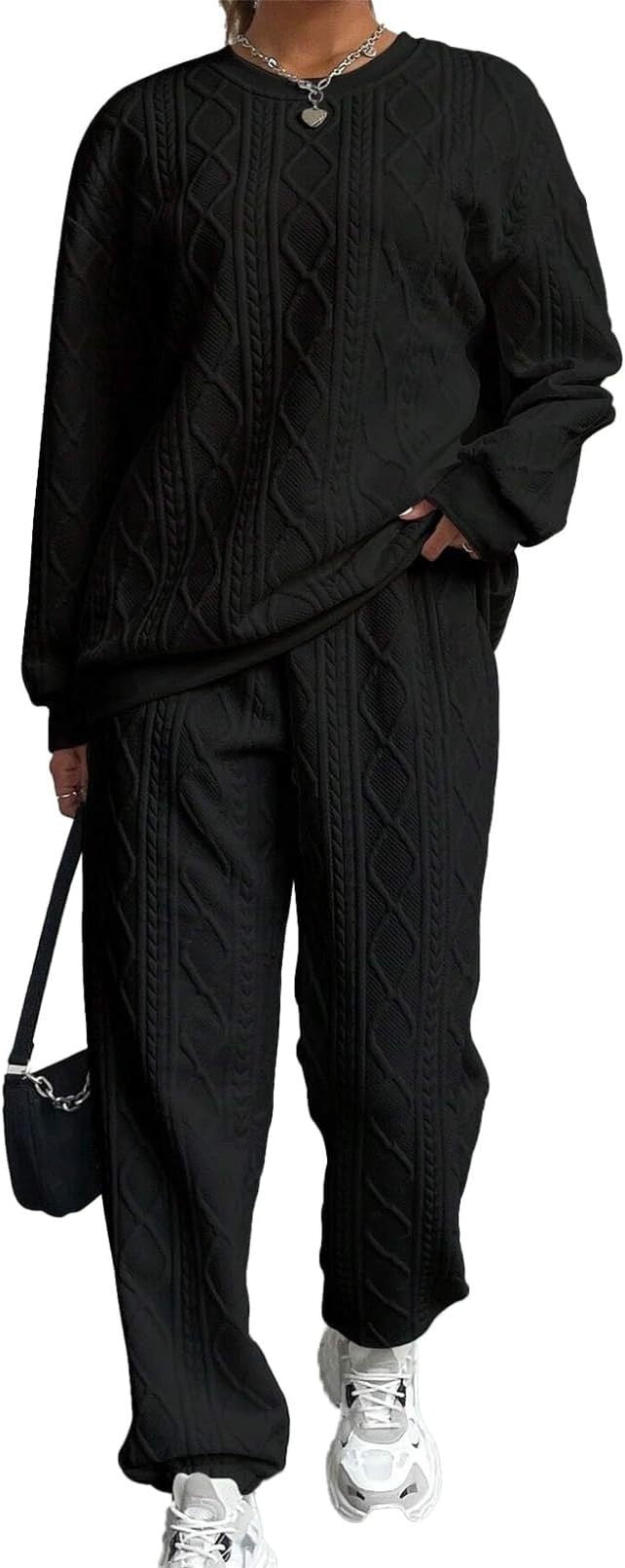 Two-Piece Soft Knit Relaxed Lounge Set 