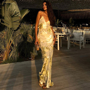 Women’s Slip Dress – Satin Fabric – Backless – Spaghetti Straps – Slim Fit – Full Length
