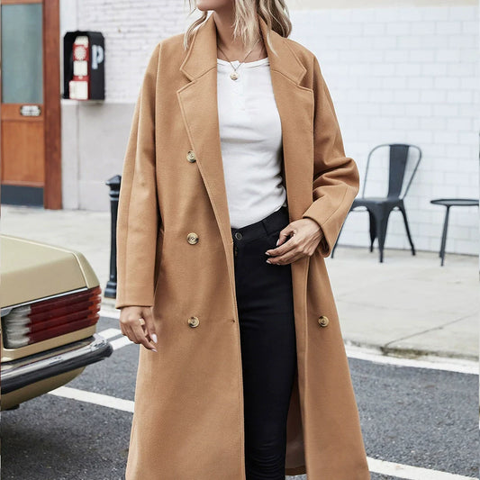 Relaxed Fit Wool Double-Breasted Coat 
