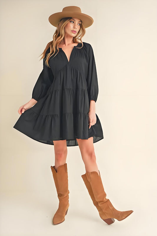 Cotton Tiered Layered A-Line Dress