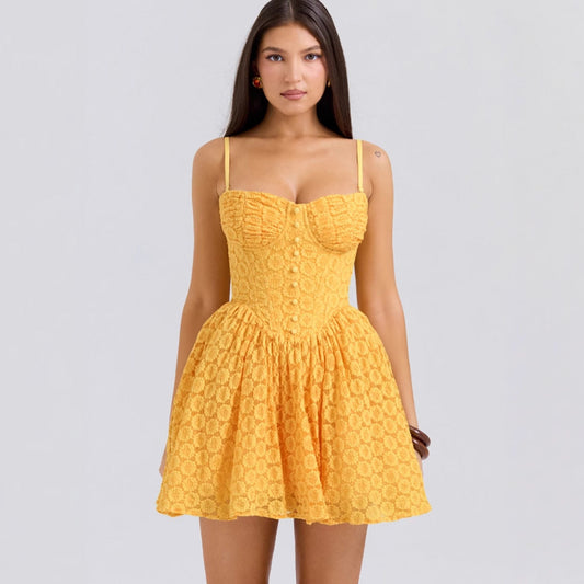 Lace Jacquard A-Line Mini Dress
