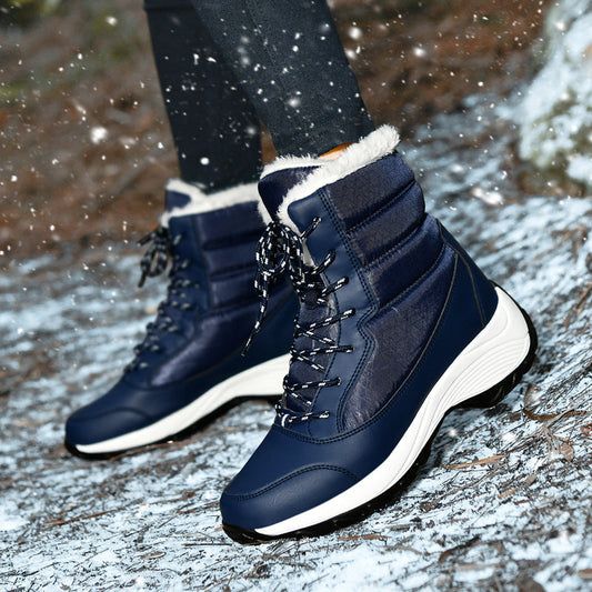 Plush Faux Fur Lined High-Top Lace-Up Boots