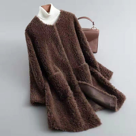 Faux Fur Relaxed Fit Open Front Coat