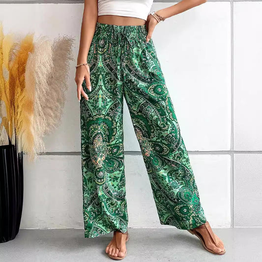 Boho Print Relaxed Fit Wide-Leg Pants 