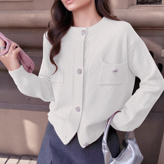 Wool Blend Relaxed Fit Knit Cardigan 