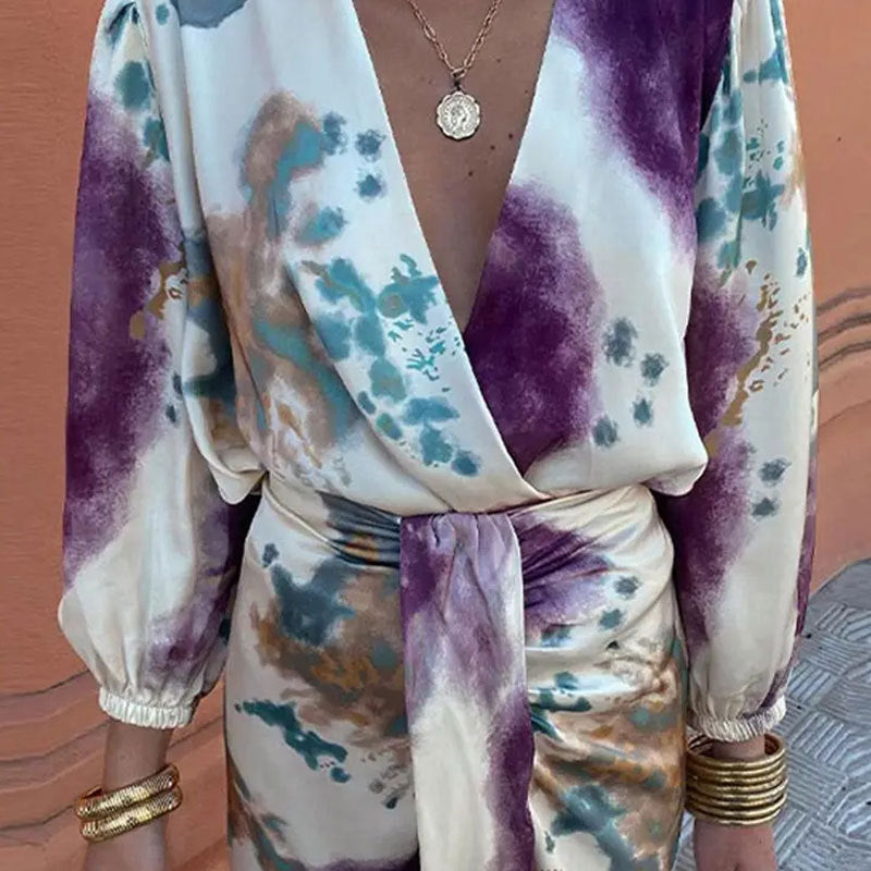 Luxury Fabric Fitted Wrap Dress 