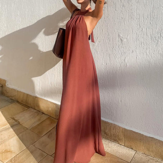 Flowing Lightweight Halter Neck Maxi Dress