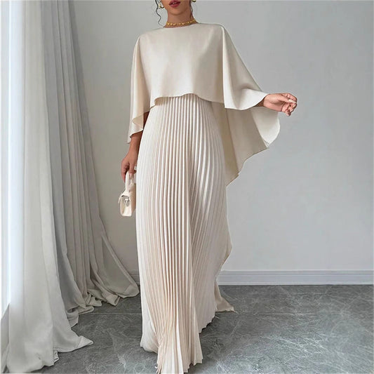 Elegant Pleated Flowing Fit Maxi Dress
