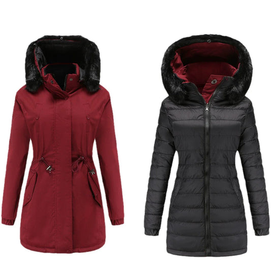 Water-Resistant Faux Fur Hood Parka Jacket 